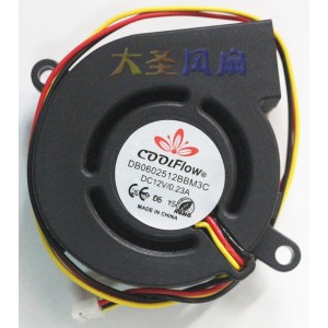 COOLFlow DB0602512BBM3C 12V 0.23A 3wires Cooling Fan
