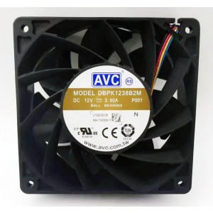 AVC DBPK1238B2M 12V 3.60A 4wires Cooling Fan