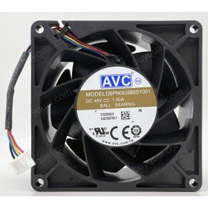 AVC DBPN0938B8SY001 48V 1.5A 4wires Cooling Fan 