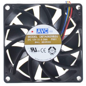 AVC DBTA0825B2U 12V 0.54A 4wires Cooling Fan