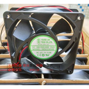 YOUNG LIN DFB123824H 24V 9.6W 2wires Cooling Fan