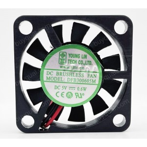 YOUNGLIN DFB300605M 5V 0.6W 2wires Cooling Fan 
