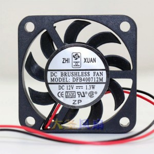 ZHIXUAN DFB400712M 12V 1.3W 2wires Cooling Fan