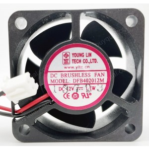 YOUNG LIN DFB402012M 12V 1.6W 2wires Cooling Fan