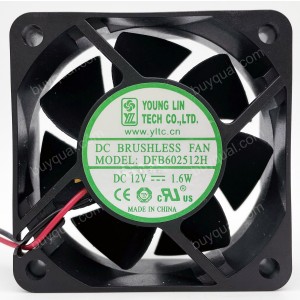 YOUNG LIN DFB602512H 12V 1.6W 2wires 3wires cooling fan