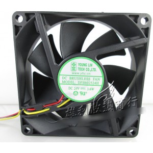 YOUNG LIN DFB802524H 24V 3.6W 3wires cooling fan