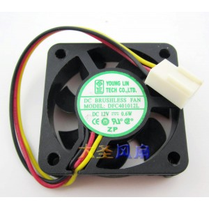 YOUNG LIN DFC401012L 12V 0.6W 3wires Cooling Fan