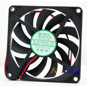 YOUNG LIN DFC801012H 12V 2.9W 2wires cooling fan
