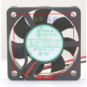 YOUNG LIN DFS401024M 24V 1.4W 2wires Cooling Fan