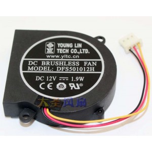 YOUNG LIN DFS501012H 12V 1.9W 3wires Cooling Fan