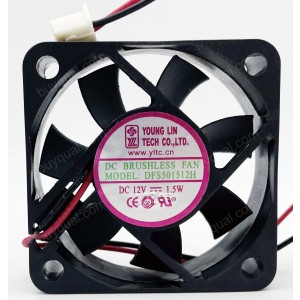 YOUNG LIN DFS501512H 12V 1.5W 2wires Cooling Fan 