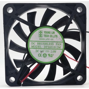 YOUNG LIN DFS601012M 12V 2.0W 2wires cooling fan