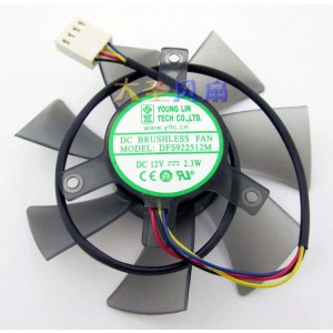 YOUNG LIN DFS922512M 12V 2.3W 4wires Cooling Fan
