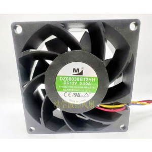 M DZ08038B12HH 12V 0.90A 3wires Cooling Fan 