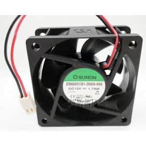 SUNON EB60251B1-D000-999 12V 1.78w 2wires Cooling Fan 