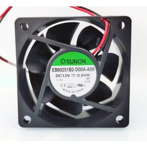 Sunon EB60251B2-D00A-A99 12V 0.94W 2wires Cooling Fan