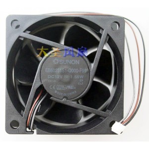 SUNON EB60251S1-Q000-F99 12V 1.56W 3wires cooling fan