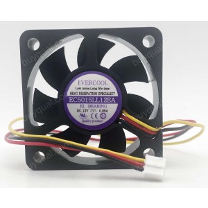 EVERCOOL EC5015LL12EA 12V 0.09A 3wires Cooling Fan