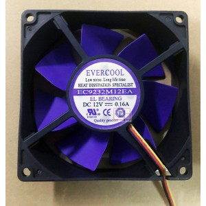 EVECOOL EC9232M12EA 12V 0.16A 3wires Cooling Fan 