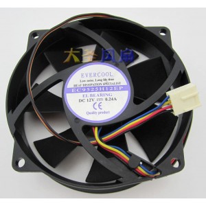 EVERCOOL EC9525H12EP 12V 0.24A 4wires Cooling Fan