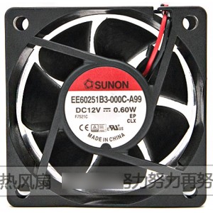 SUNON EE60251B3-000C-A99 12V 0.60W 2wires Cooling Fan 