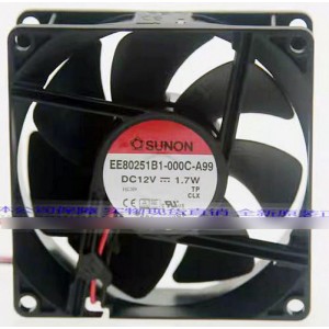 SUNON EE80251B1-000C-A99 12V 0.13A 1.7W 2wires cooling fan