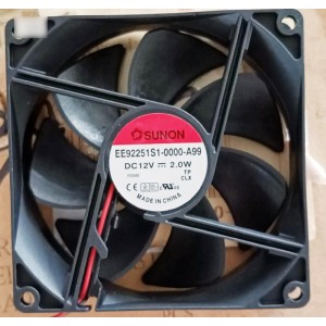 SUNON EE92251S1-0000-A99 12V 2.0W 2wires Cooling Fan 