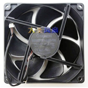 SUNON EE92251S1-0000-F99 12V 2.0W 3wires Cooling Fan