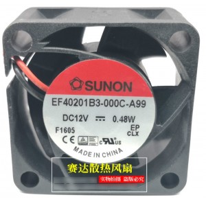 SUNON EF40201B3-000C-A99 12V 0.48W 2wires Cooling Fan