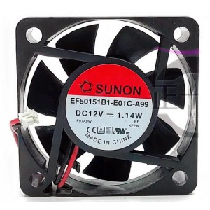 SUNON EF50151B1-E01C-A99 12V 1.14W 2wires Cooling Fan