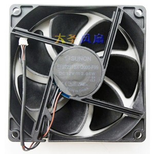 SUNON EF92251BX-Q000-F99 12V 0.4W 3wires Cooling Fan