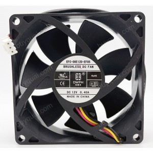 DWPH EFC-08E12D-EF05 12V 0.40A 3wires Cooling Fan