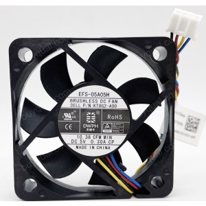 DWPH EFS-05A05H KT8G2-A00 5V 0.30A 4wires Cooling Fan