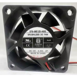 DWPH EFS-06E12D-A002 12V 0.60A 2wires Cooling Fan