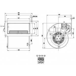 Ebmpapst D2E097-BI56-50 230V 0.39/0.45A 87/100W 4wires Cooling Fan