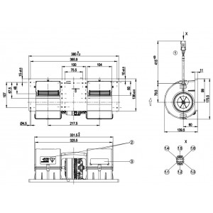 Ebmpapst K3G097-AF22-44 26V 12.5A 325W Cooling Fan