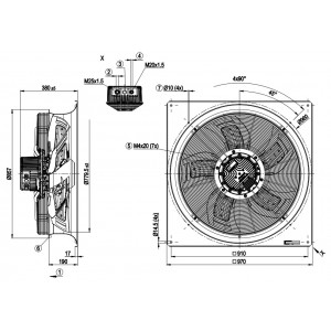 Ebmpapst W3G800-GV01-91 400V 4.2A 2750W Cooling Fan