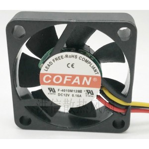 COFAN F-4010M12B F-4010M12BII 12V 0.16A 3wires Cooling Fan 