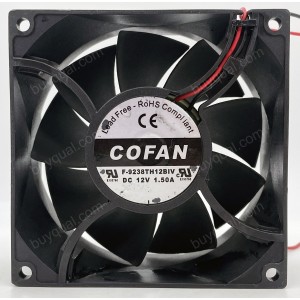 COFAN F-9238TH12BIV 12V 1.5A 2wires Cooling Fan