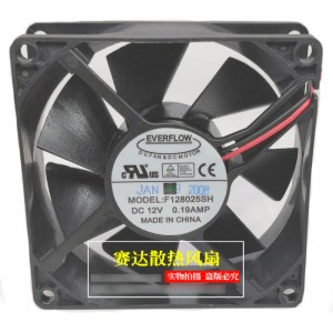 EVERFLOW F128025SH 12V 0.19A 2wires Cooling Fan 