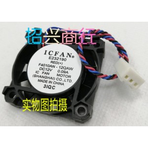 ICFAN F4010AN-12QAW 12V 0.09A  3wires Cooling Fan