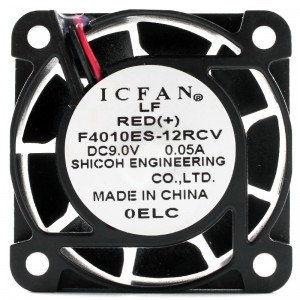 ICFAN F4010ES-12RCV 9.0V 0.05A 2 wires Cooling Fan