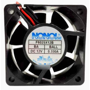 NONOISE F6025X12B2 12V 0.33A 3wires Cooling Fan