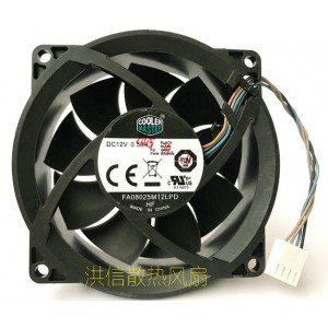 COOLMASTER FA08025M12LPD 12V 0.50A 4wires Cooling Fan 