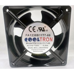 COOLTRON FA1238-11-7-66 110-125V 0.26A 2wires Cooling Fan 