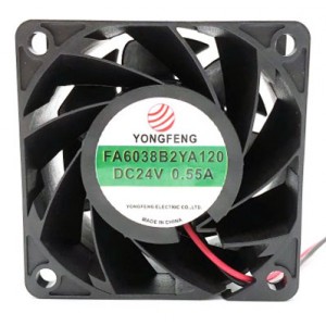 YONGFENG FA6038B2YA120 24V 0.55A 2wires Cooling Fan 