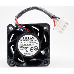 HK FAN FAB4028H12 12V 0.9A 4wires Cooling Fan