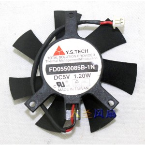 Y.S.TECH FD0550085B-1N 5V 1.20W 2wires Cooling Fan