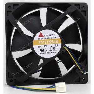 Y.S.TECH FD121225LB 12V 0.18A 3wires 4wires Cooling Fan