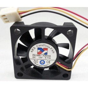 ARX FD1240-A2033A 12V 0.11A 3wires Cooling Fan 